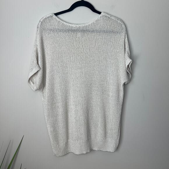 Chico's Women's‎ Cream Open Weave Short Sleeve Crochet Pullover Sweater SZ 3/XL - Picture 8 of 8